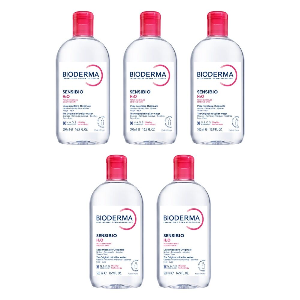 Bioderma Sensibio H2O Soothing Micellar Water Cleanser 500mL Pack of 5