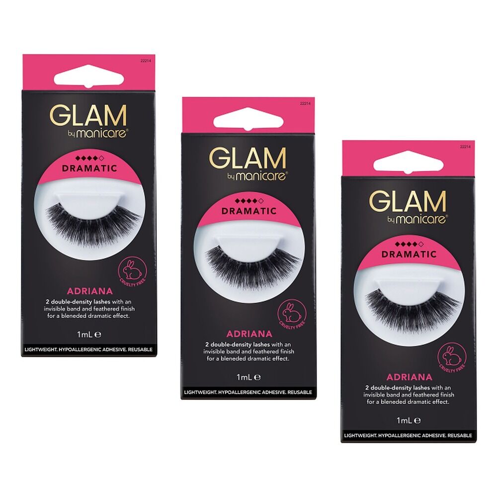 Glam by Manicare Adriana Lashes x 3 Bundle of 3