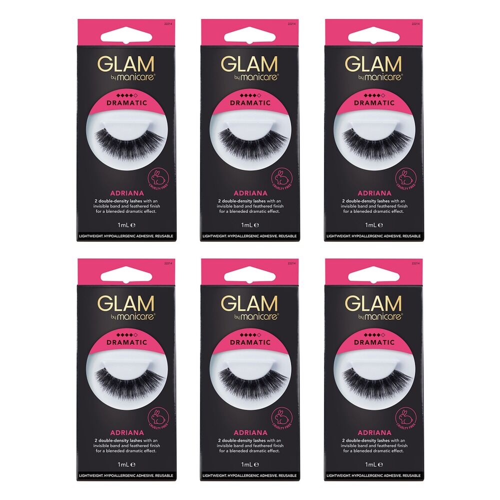 Glam by Manicare Adriana Lashes x 3 Bundle of 6