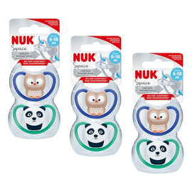 Nuk Space Baby Dummy BPA-Free Silicone Assorted 6-18 Months 2 Pack Bundle of 3