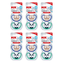 Nuk Space Baby Dummy BPA-Free Silicone Assorted 6-18 Months 2 Pack Bundle of 6