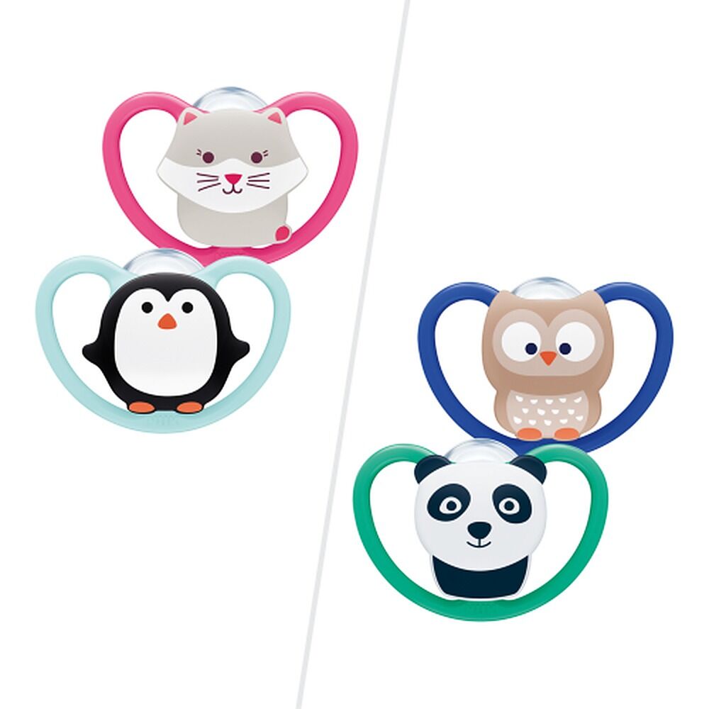 Nuk Space Baby Dummy BPA-Free Silicone Assorted 6-18 Months 2 Pack