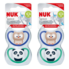 Nuk Space Baby Dummy BPA-Free Silicone Assorted 18-36 Months 2 Pack Bundle of 2