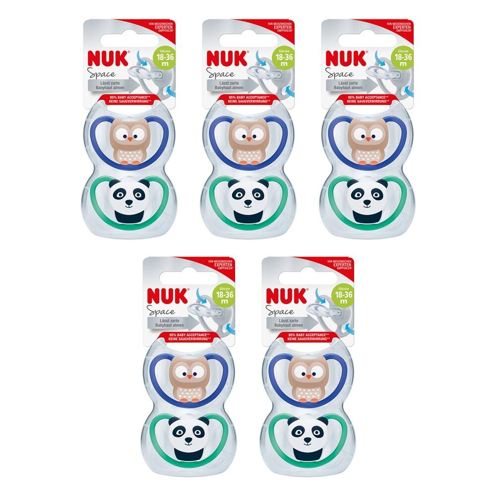 Nuk Space Baby Dummy BPA-Free Silicone Assorted 18-36 Months 2 Pack Bundle of 5