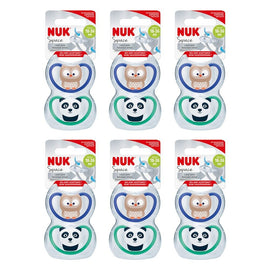 Nuk Space Baby Dummy BPA-Free Silicone Assorted 18-36 Months 2 Pack Bundle of 6