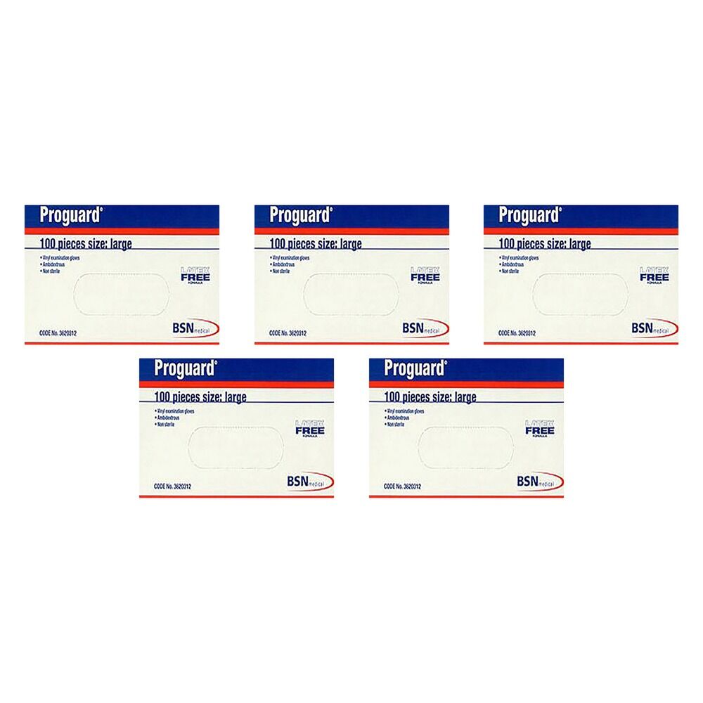 Proguard Vinyl Examination Gloves Large 100 Pack Bundle of 5