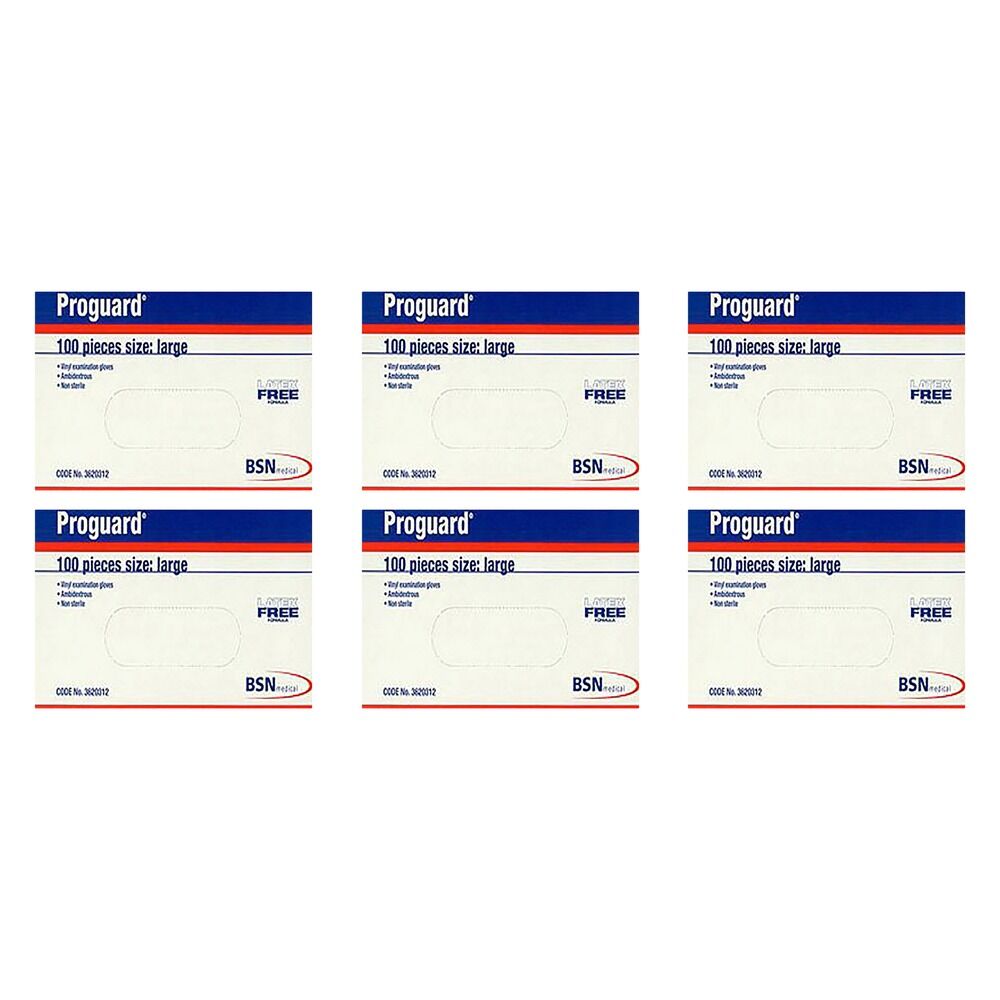 Proguard Vinyl Examination Gloves Large 100 Pack Bundle of 6