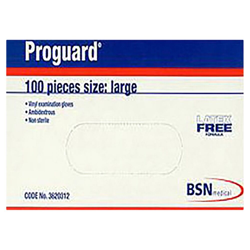Proguard Vinyl Examination Gloves Large 100 Pack