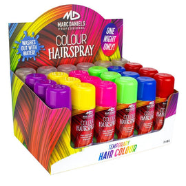 Marc Daniels Colour Hairspray 85g Assorted Colours Display of 24