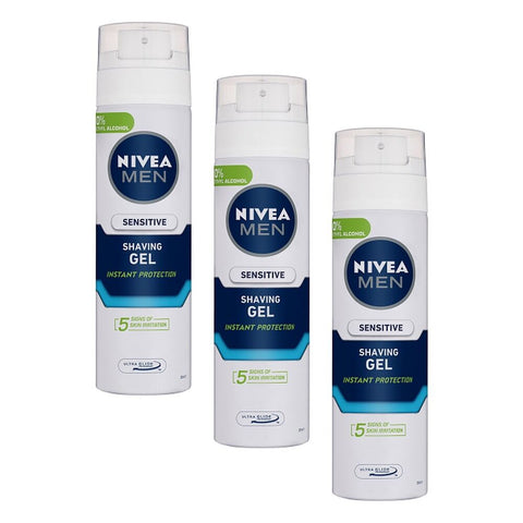NIVEA Men Sensitive Shaving Gel 200mL Pack of 3