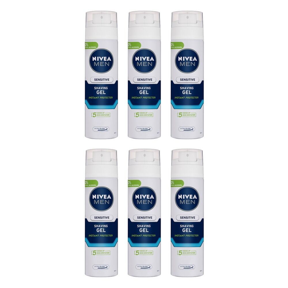 NIVEA Men Sensitive Shaving Gel 200mL Pack of 6
