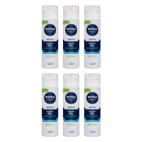 NIVEA Men Sensitive Shaving Gel 200mL Pack of 6