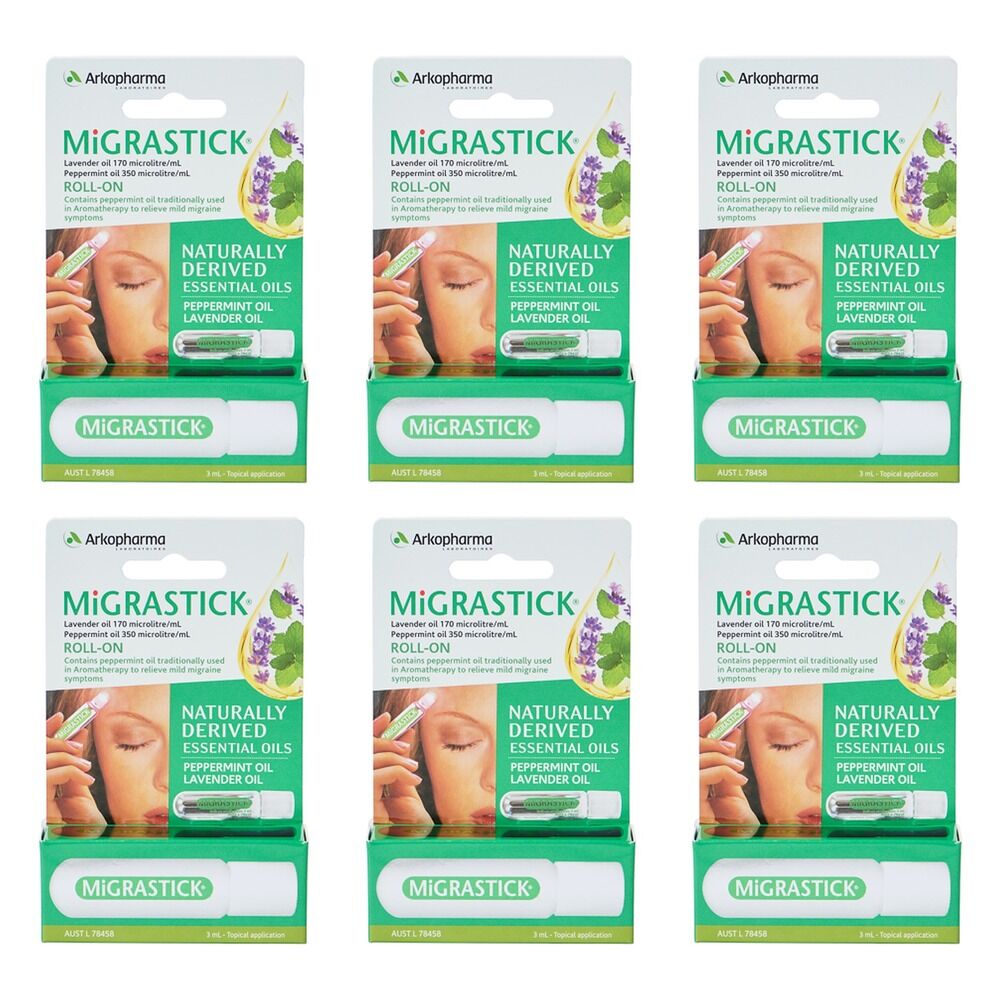 Migrastick Migraine & Headache Relief Roll-On 3mL Pack of 6