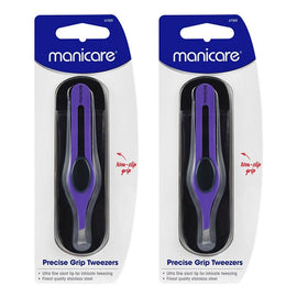Manicare Precise Grip Tweezers, Purple x 3 Bundle of 2