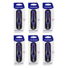Manicare Precise Grip Tweezers, Purple x 3 Bundle of 6