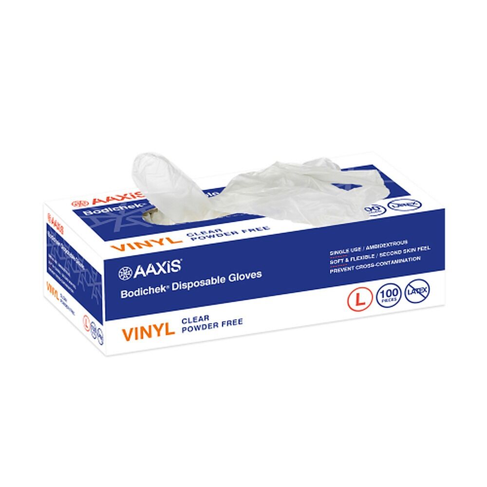 Bodichek Gloves Disposable Vinyl Powder Free Large 100 Each