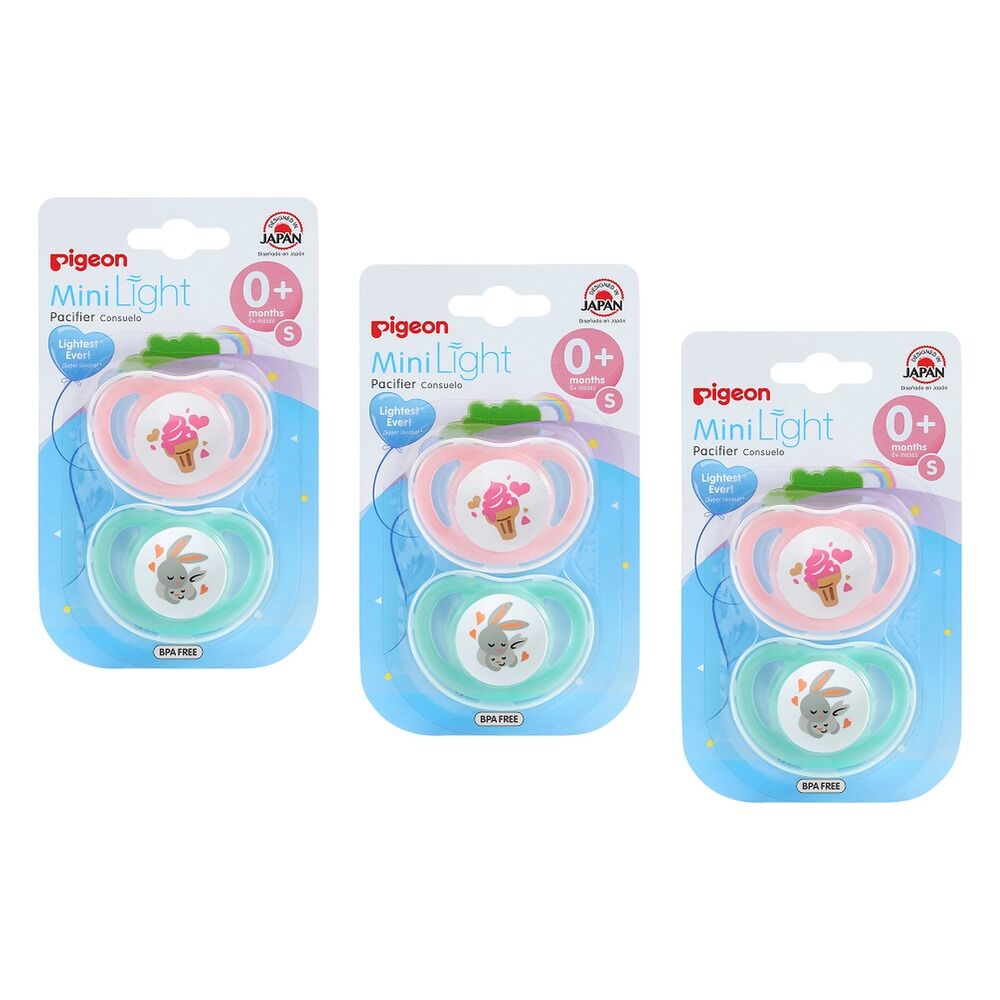 Pigeon Minilight Pacifier Small 2 Pack Bundle of 3