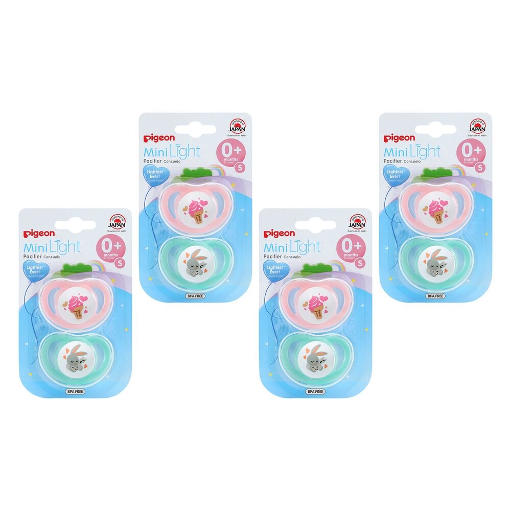 Pigeon Minilight Pacifier Small 2 Pack Bundle of 4