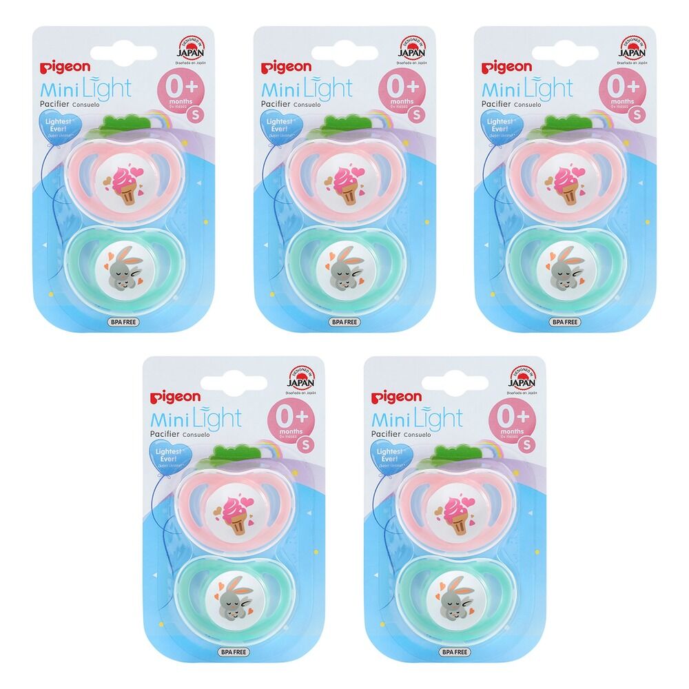 Pigeon Minilight Pacifier Small 2 Pack Bundle of 5