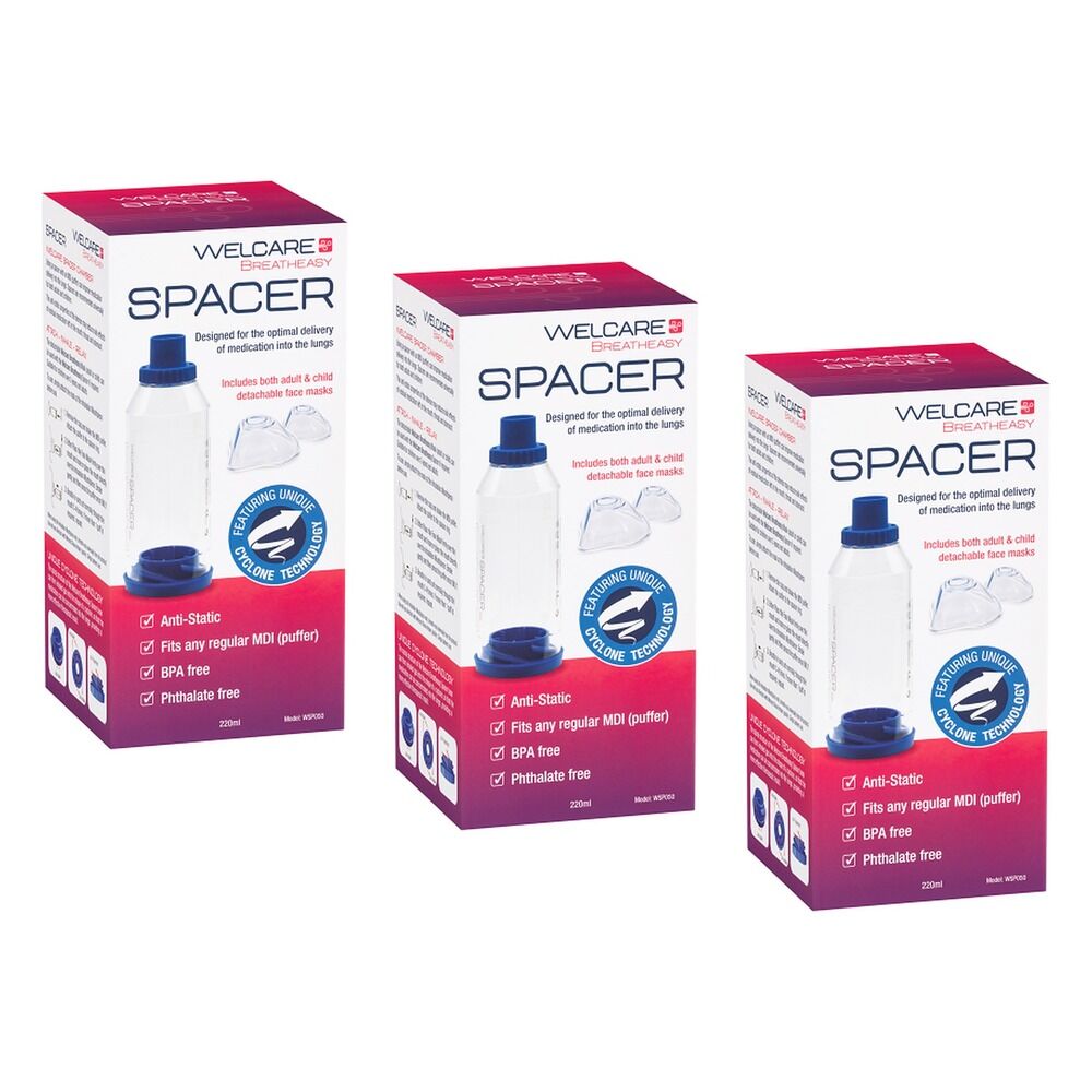 Welcare Breatheasy Spacer 220mL Pack of 3