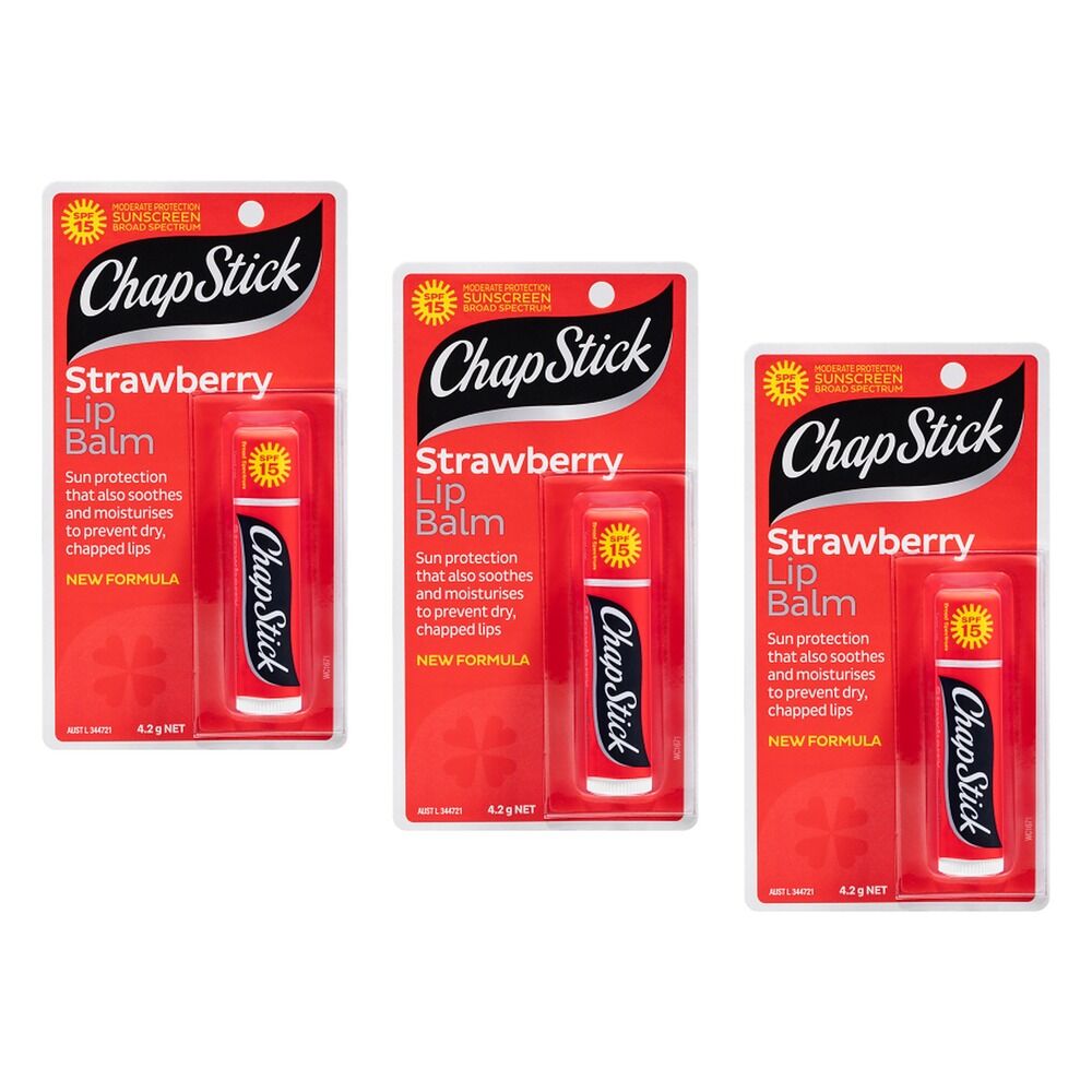 Chapstick Strawberry Lip Balm SPF15 4.2g Pack of 3