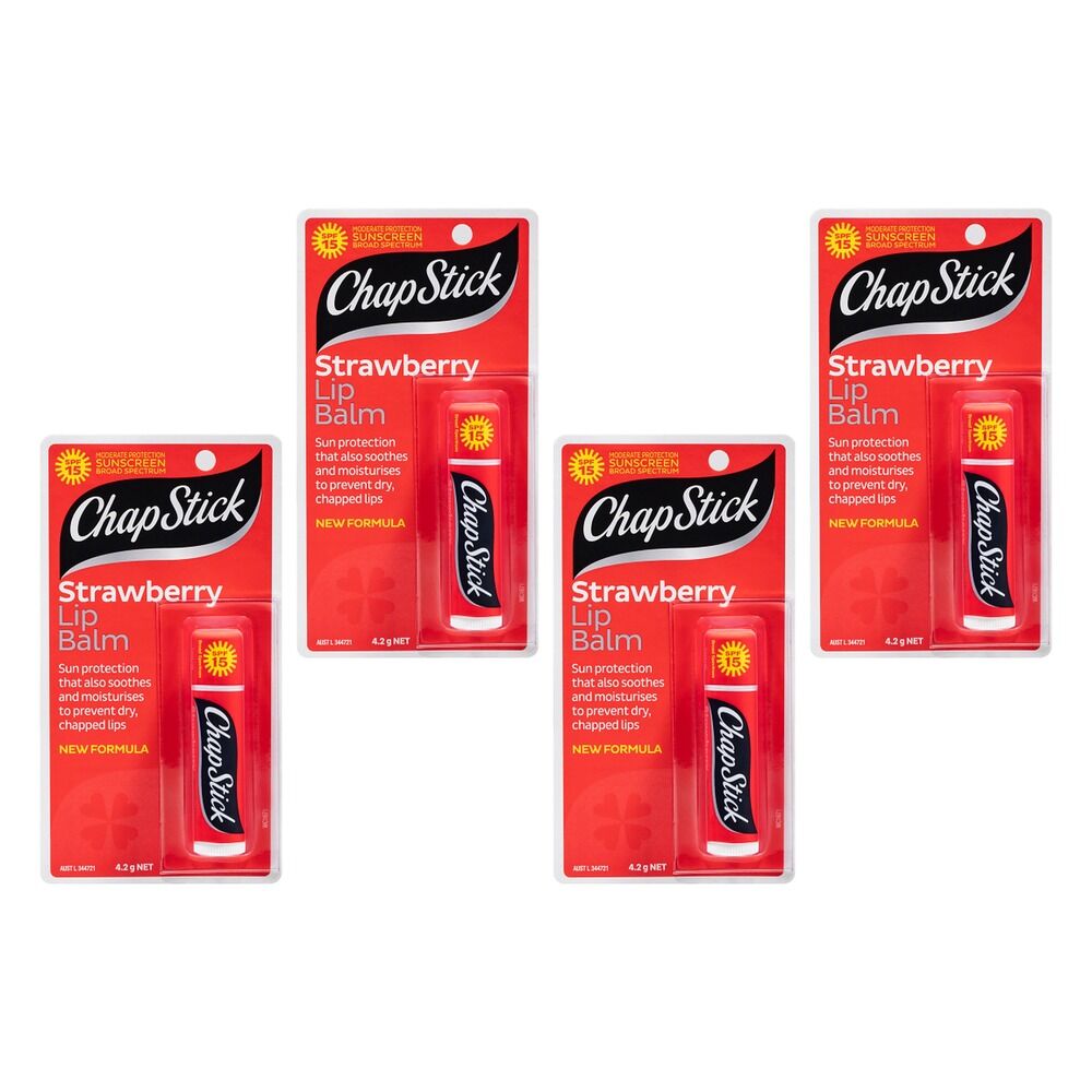 Chapstick Strawberry Lip Balm SPF15 4.2g Pack of 4