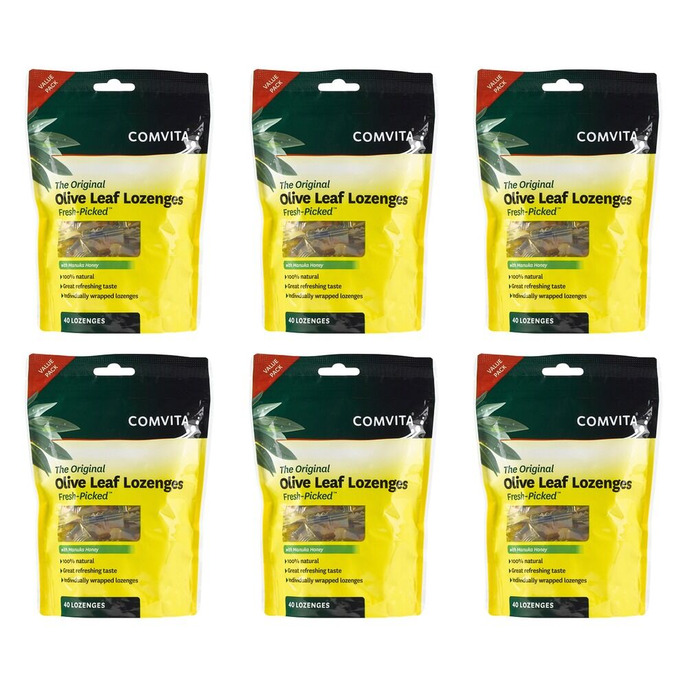 Comvita Olive Leaf Lozenges with Manuka Honey 40 Lozenges Pack of 6