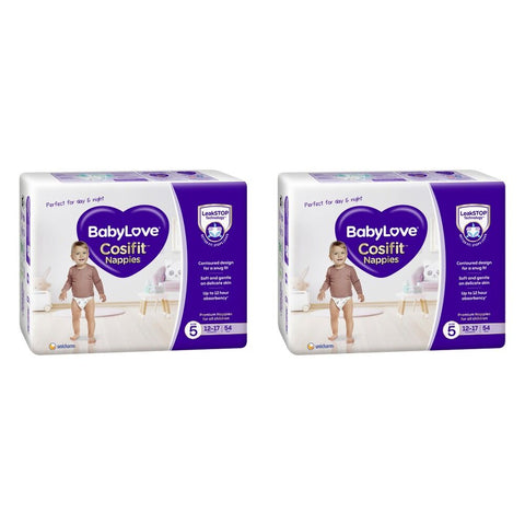 Baby Love Cosifit Jumbo Nappies Walker Size 5 54 Pack x 3 Bundle of 2