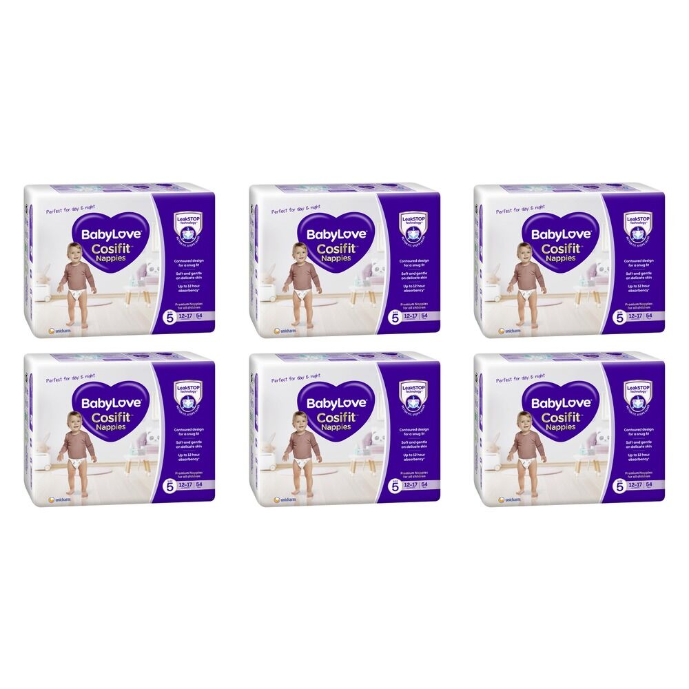 Baby Love Cosifit Jumbo Nappies Walker Size 5 54 Pack x 3 Bundle of 6