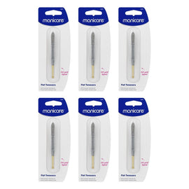 Manicare Flat Tweezers, Gold Tipped x 3 Bundle of 6