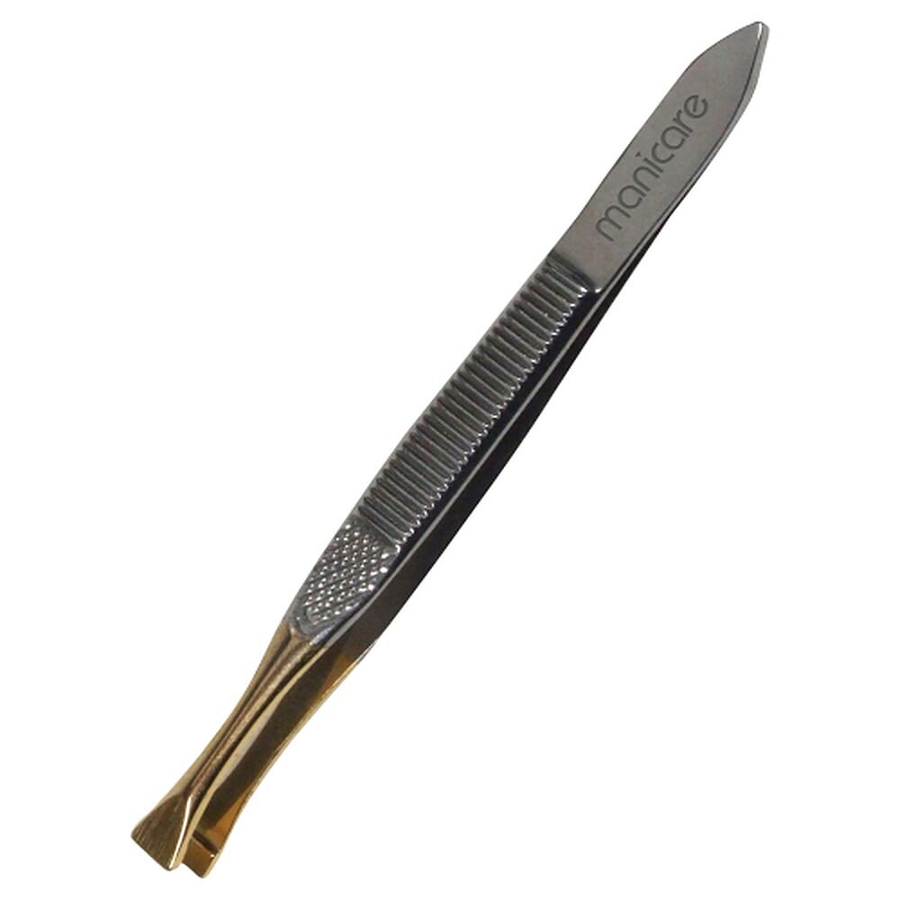 Manicare Flat Tweezers, Gold Tipped x 3