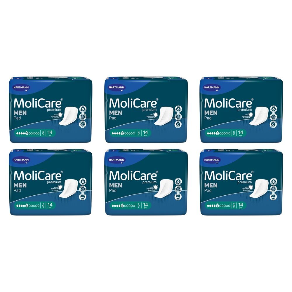 MoliCare Premium Men Pad 5 Drops V-Shape 14 Pack x 12 Bundle of 6
