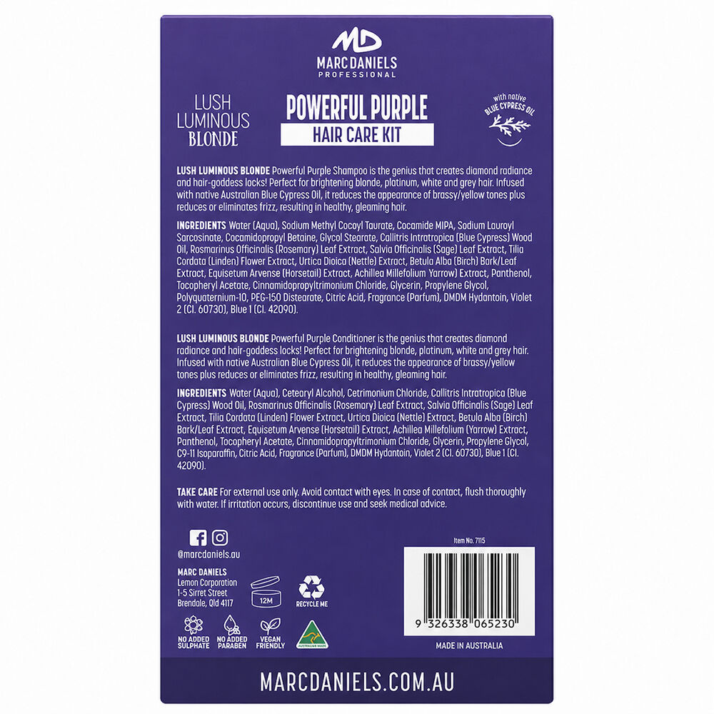 Marc Daniels Lush Luminous Blonde Purple Shampoo & Conditioner 300ml Set