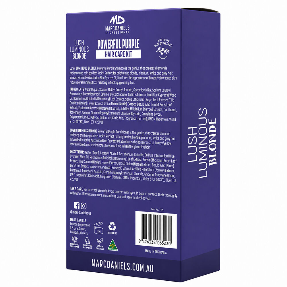Marc Daniels Lush Luminous Blonde Purple Shampoo & Conditioner 300ml Set