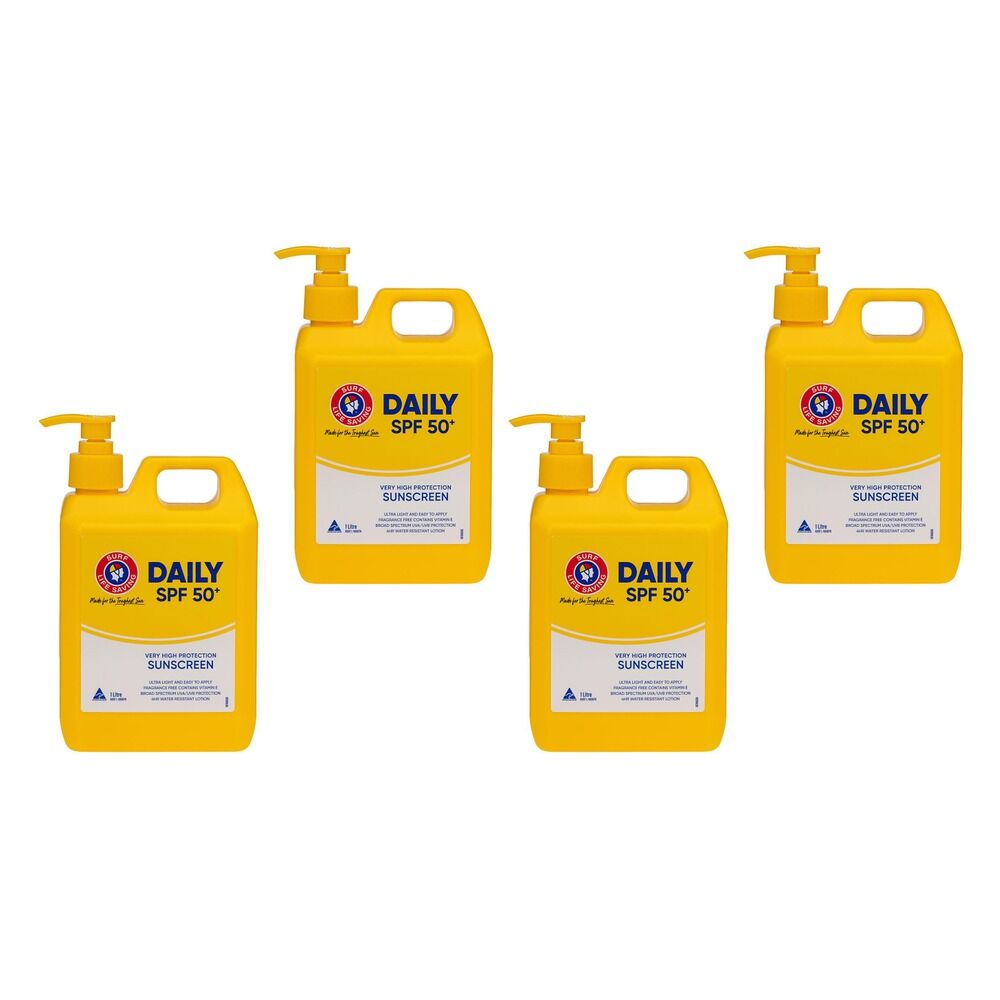 Surf Life Saving Australia Sunscreen SPF50+ Daily Pump 1L Pack of 4