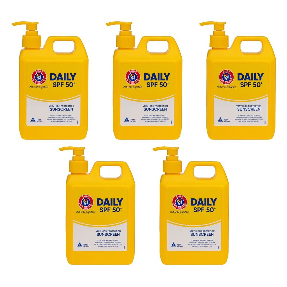 Surf Life Saving Australia Sunscreen SPF50+ Daily Pump 1L Pack of 5