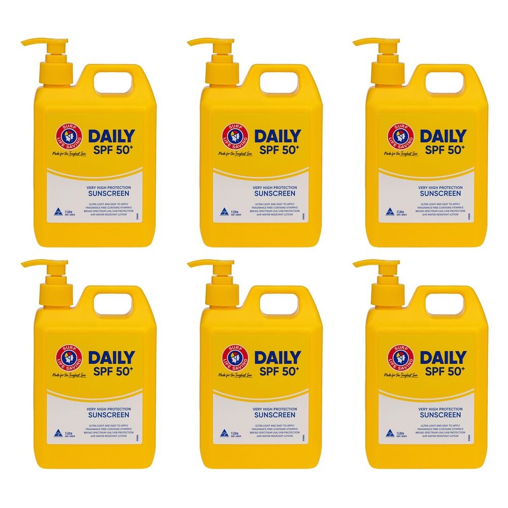 Surf Life Saving Australia Sunscreen SPF50+ Daily Pump 1L Pack of 6