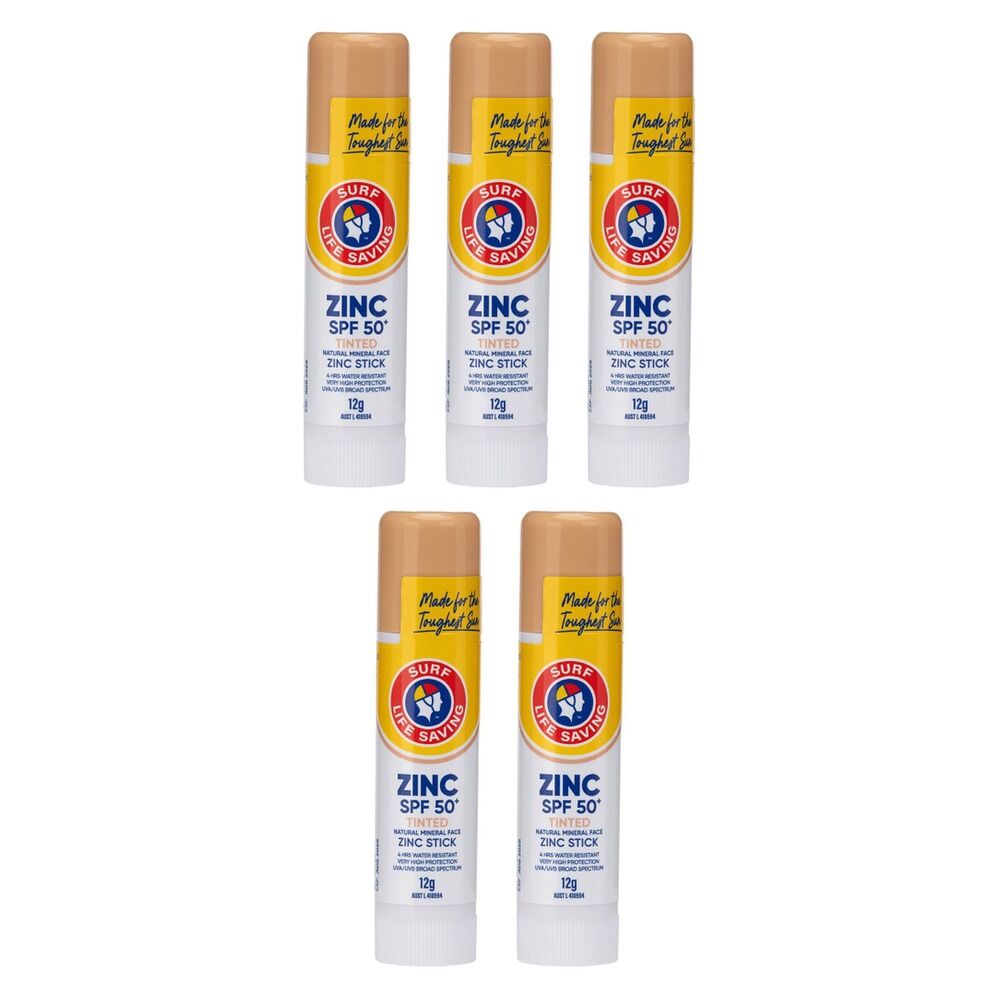 Surf Life Saving Australia Sunscreen SPF50+ Zinc Stick 12g Pack of 5