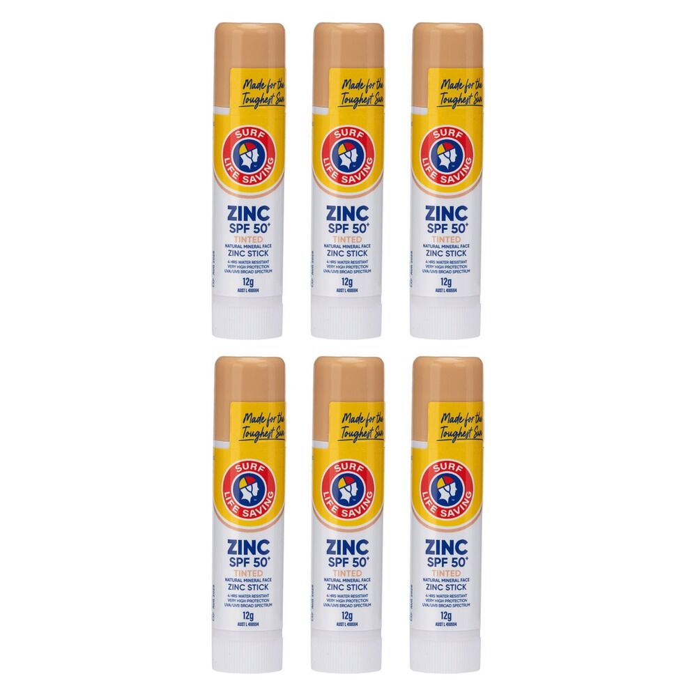 Surf Life Saving Australia Sunscreen SPF50+ Zinc Stick 12g Pack of 6