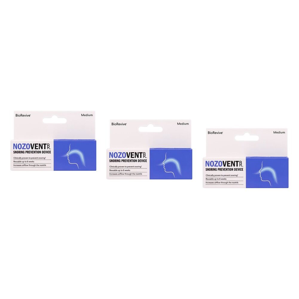 BioRevive Nozovent Snoring Prevention Device Medium Pack of 3
