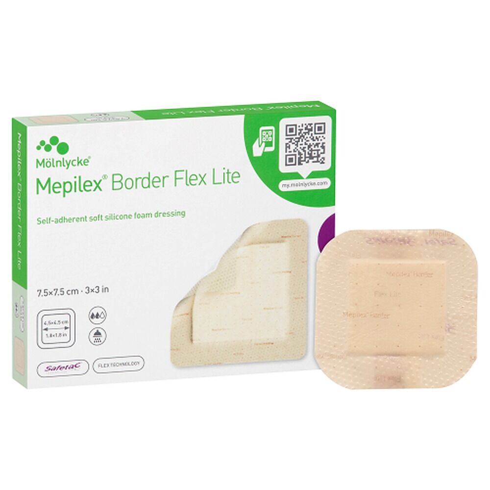 Molnlycke Mepilex Border Flex Lite Foam Dressing 7.5cm x 7.5cm 5 Pack