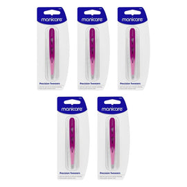 Manicare Precision Tweezers, Pink x 3 Bundle of 5