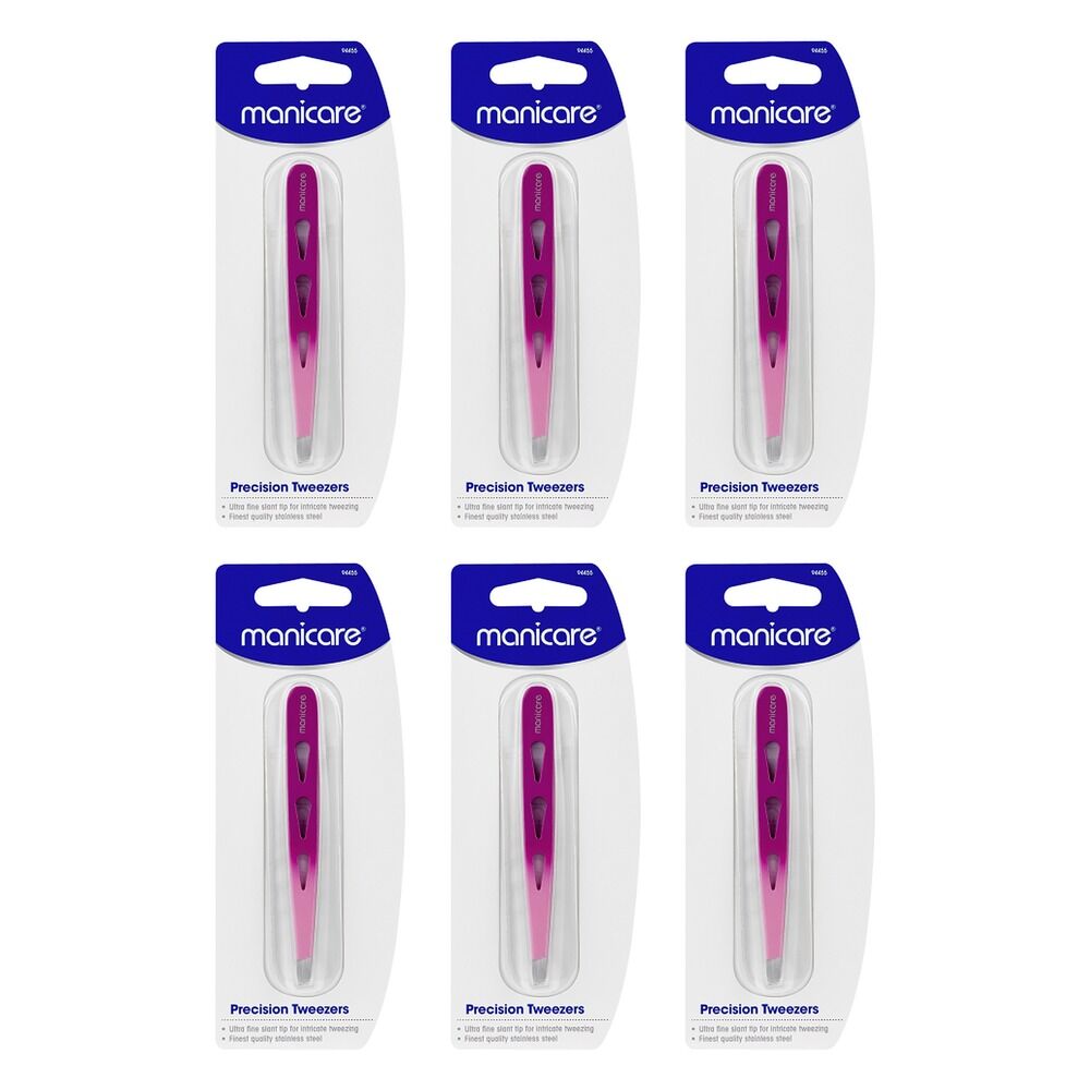 Manicare Precision Tweezers, Pink Pack of 6
