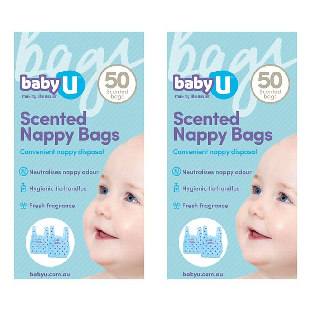 Baby U Scented Nappy Bags 50 Pack Bundle of 2