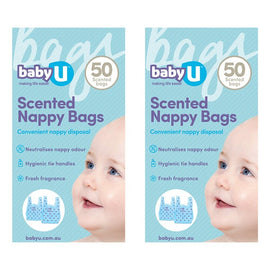 Baby U Scented Nappy Bags 50 Pack Bundle of 2