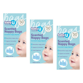 Baby U Scented Nappy Bags 50 Pack Bundle of 3