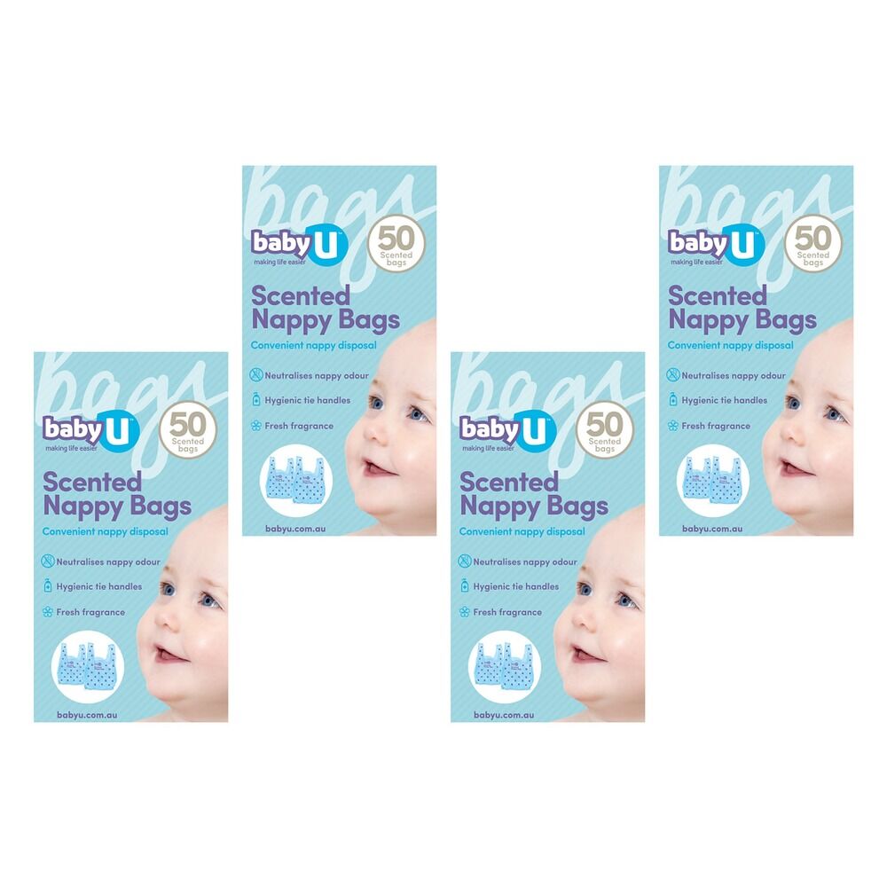 Baby U Scented Nappy Bags 50 Pack Bundle of 4
