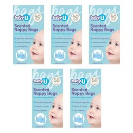 Baby U Scented Nappy Bags 50 Pack Bundle of 5
