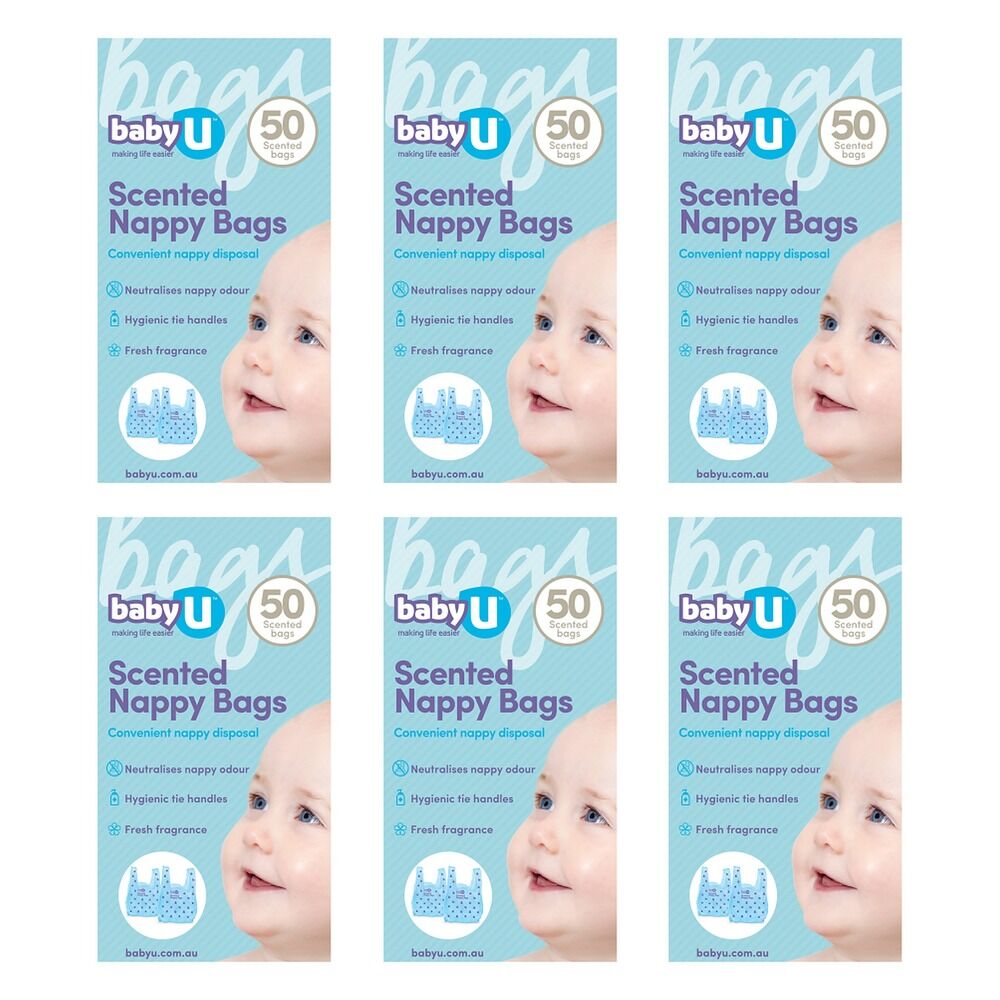 Baby U Scented Nappy Bags 50 Pack Bundle of 6