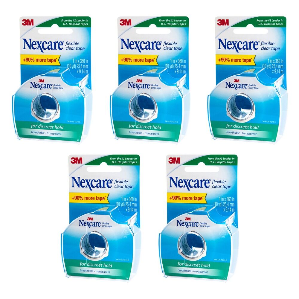 Nexcare Flexible Clear Tape Dispenser 25.4mm x 9.14m 1 Roll Pack of 5
